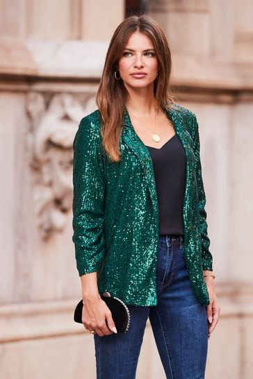 Buy Sosandar Green Sequin Blazer from Next Bahrain