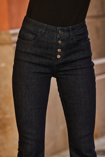 Blue button jeans clearance