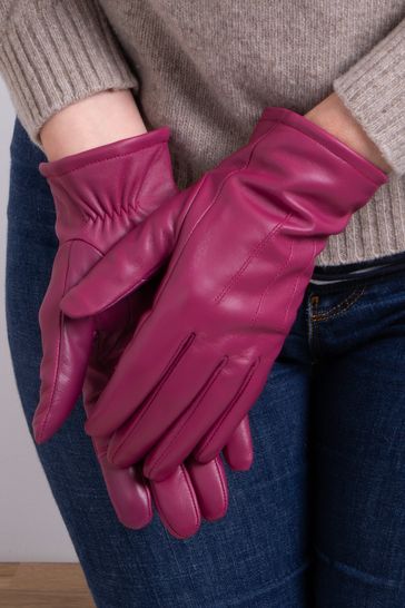 Totes Red Isotoner Three Point Leather Ladies Gloves