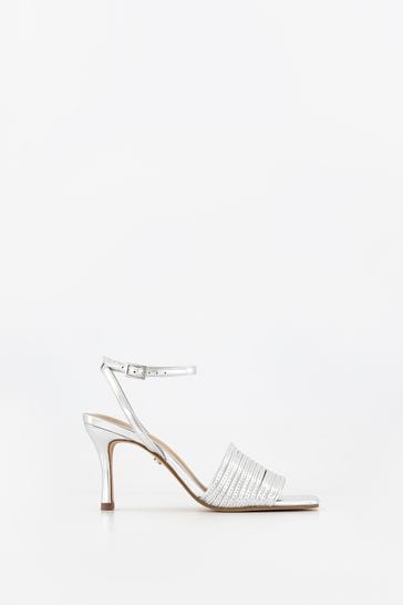 Office silver heeled sandals hotsell