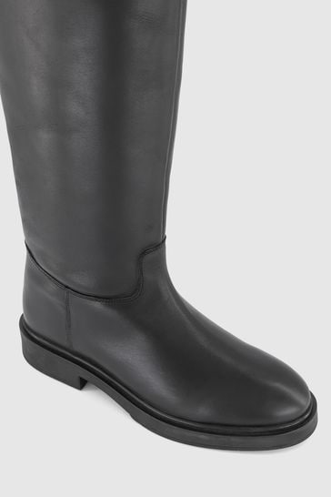 Buy Office Black Leather Pull On High Leg Boots from Next Singapore