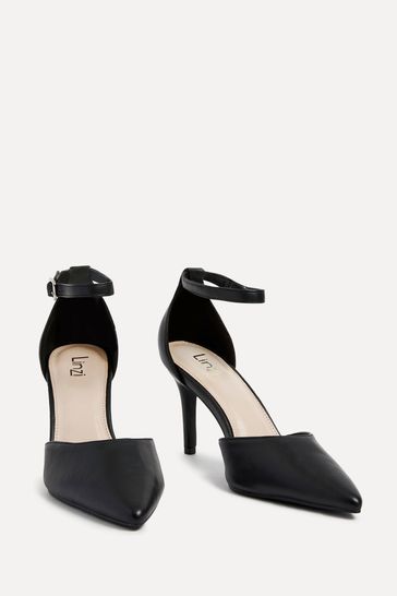 Black pointed toe cheap ankle strap heels