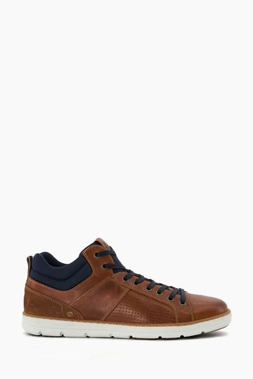 Dune London Natural Southern Perf Detail High Top Trainers