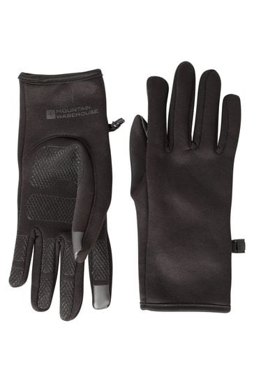 Mountain Warehouse Black Mens Wind Resistant Fleece Lined Gloves
