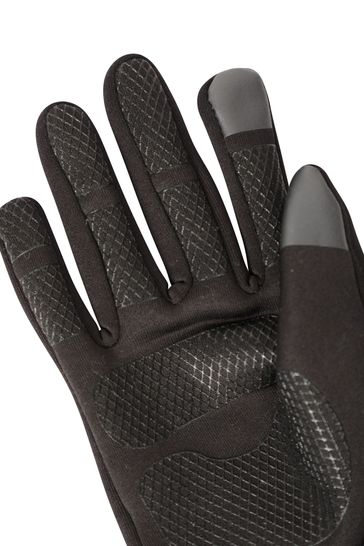 Mountain Warehouse Black Mens Wind Resistant Fleece Lined Gloves
