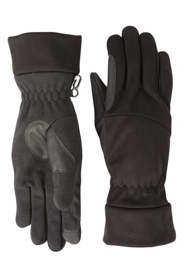 Mountain Warehouse Black Softshell Touchscreen Mens Gloves
