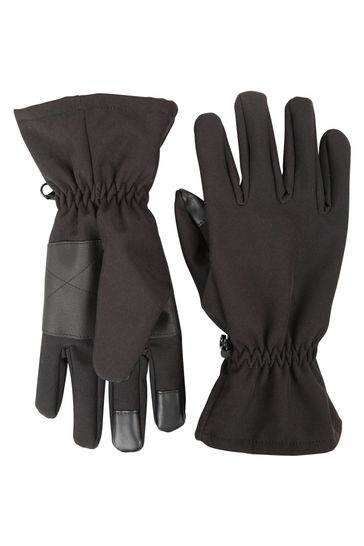 Mountain Warehouse Black Water Repellent Wind Resistant Mens Gloves
