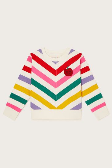 Blue jumper with rainbow stripes top