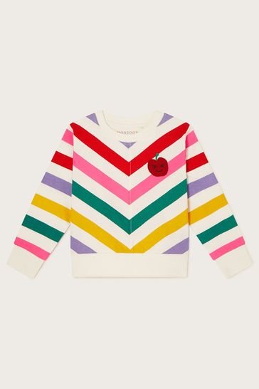 Monsoon Blue Rainbow Stripe Crew Neck Jumper