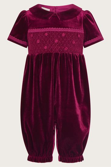 Buy Monsoon Baby Red Velvet Smock Romper from Next Ireland