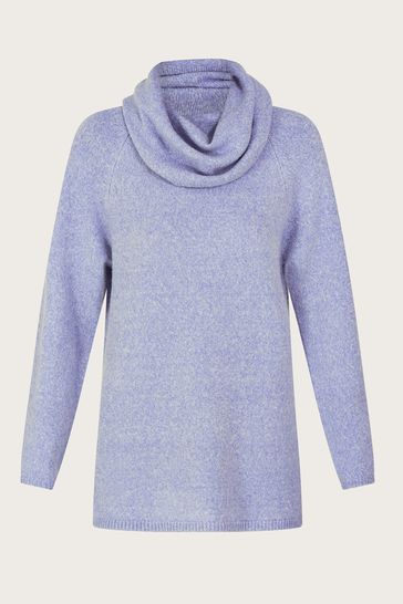 Blue cowl shop neck sweater