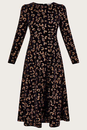 Monsoon black and gold dress discount