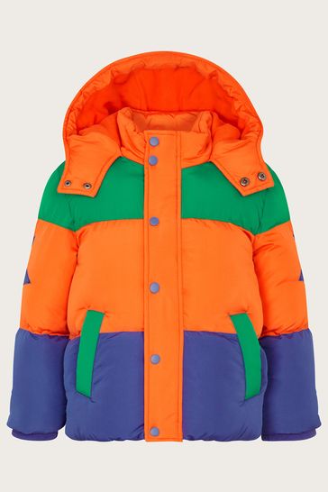 Monsoon Orange Colourblock Puffer Coat