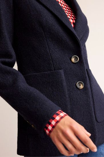 Ladies navy cheap tweed blazer