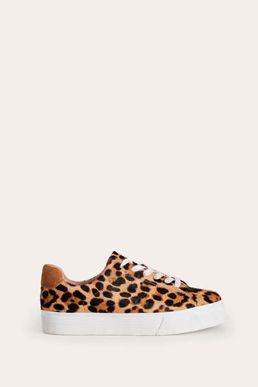 Boden Brown Leather Flatform Trainers