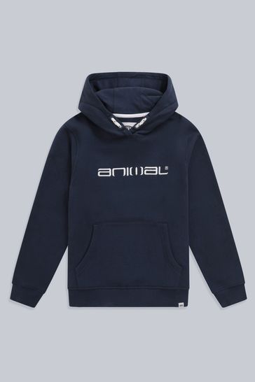 Buy Animal Kids Blue Rinsey Organic Logo Hoodie from Next Luxembourg