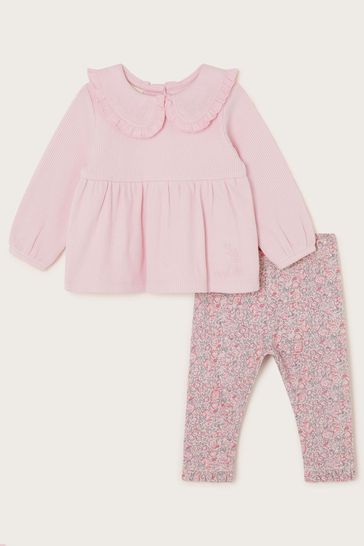 Buy Monsoon Purple Newborn Ribbed Top and Floral Leggings Set from Next Bahrain