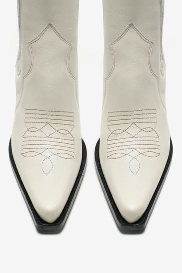 Buy Mint Velvet Cream Leather Cowboy Boots from Next Singapore