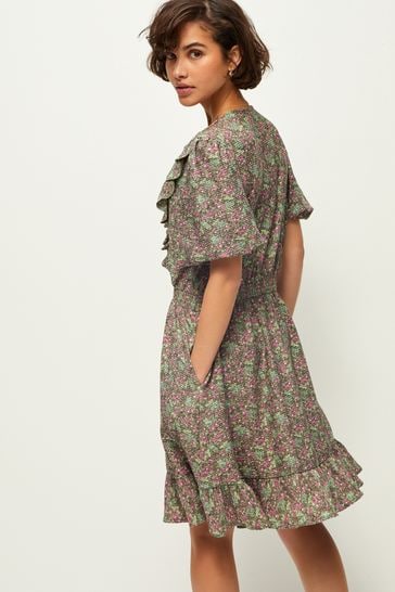 Khaki frill dress top