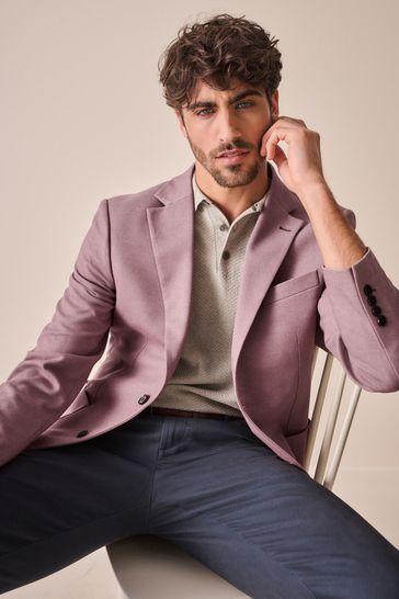 Pink Slim Fit Motionflex Stretch Jersey Blazer