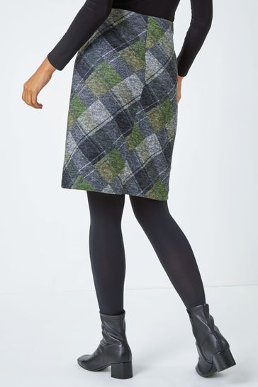 Green check midi skirt store