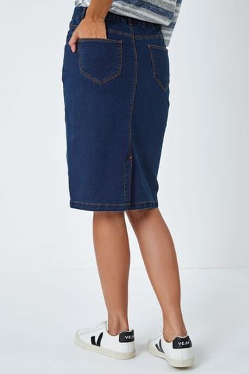 Stretch denim discount pencil skirt uk
