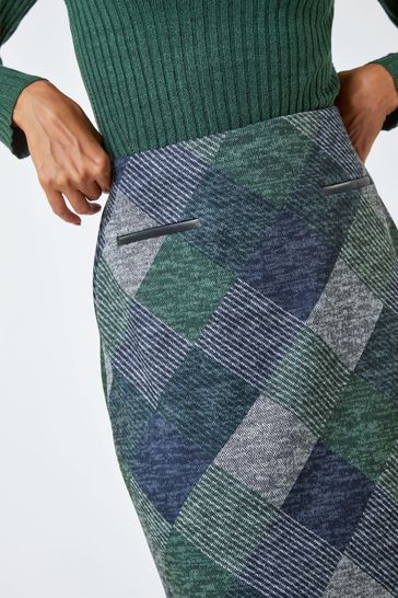 Green check pencil skirt clearance