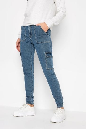 Long Tall Sally Blue Cargo Stretch Skinny Jeans