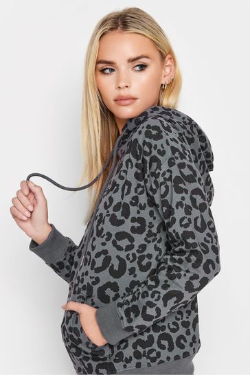 PixieGirl Petite Grey Leopard Print Hoodie