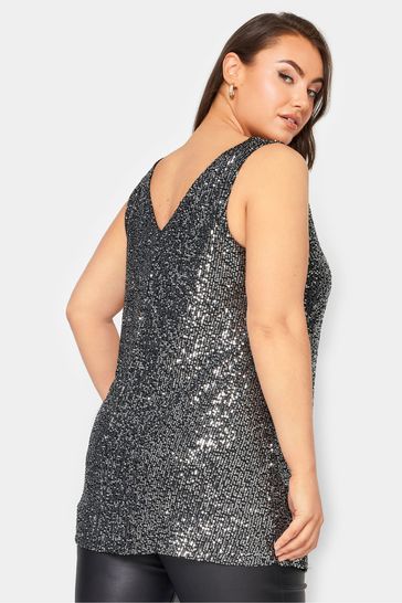 Buy Yours Curve Silver London Sequin Sleeveless Top from Next Canada