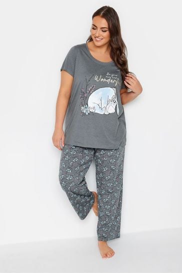 Yours Curve Grey Wonderful Eeyore Wide Leg Pyjamas Set