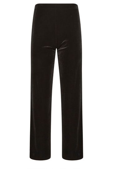 PixieGirl Petite Black Velvet Wide Leg Trousers