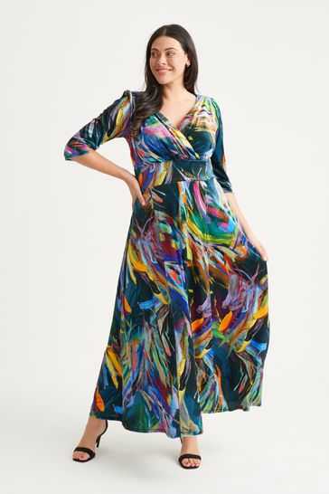 Scarlett & Jo Black Multi Print Verity Maxi Gown