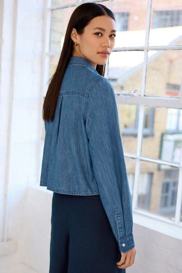 Buy Mid Blue Denim Cropped Denim Shirt from Next United Arab Emirates