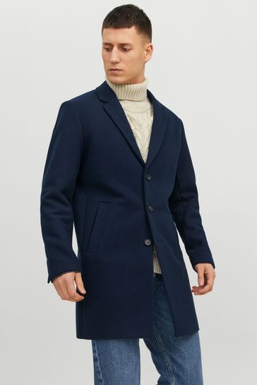JACK & JONES Blue Tailored Smart Wool Coat