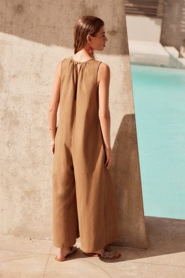 Neutral Sleeveless Jumpsuit