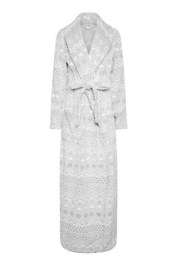 Buy Long Tall Sally Grey Fairisle Clipped Shawl Collar Robe from