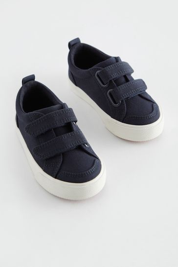 Navy Canvas Wide Fit (G) Two Strap Touch Fastening Trainers