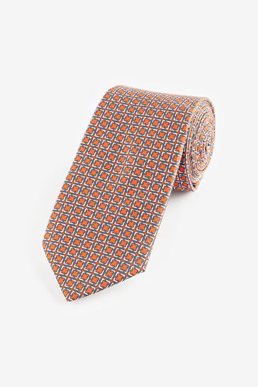 Orange Link Pattern Tie