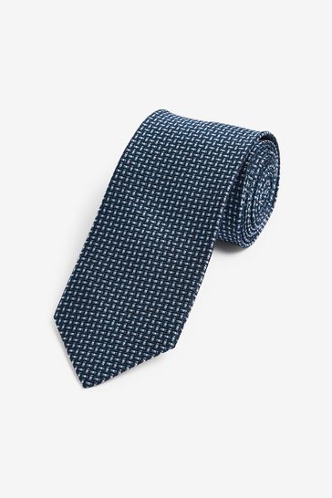 Navy Blue Textured Silk Tie