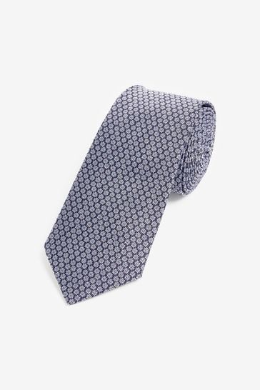 Blue Floral Silk Pattern Tie