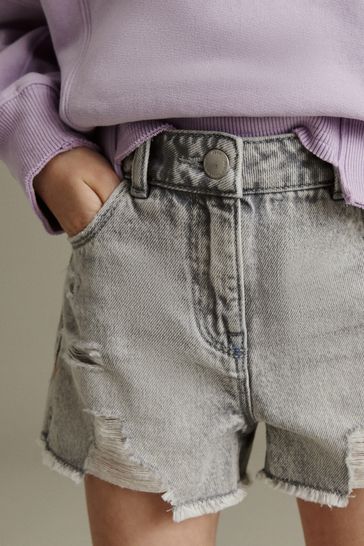Buy Grey Frayed Edge Distressed Shorts 3 16yrs from Next Bahrain
