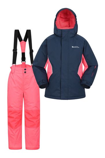 Mountain Warehouse Blue Kids Fleece Lined Ski Jacket And Joggers Set