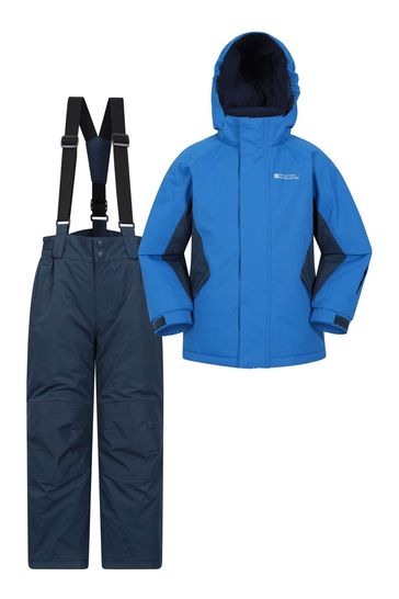 Mountain Warehouse Blue/Black Kids Fleece Lined Ski Jacket And Joggers Set
