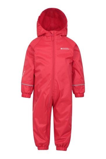 Mountain Warehouse Red Junior Spright Waterproof Fleece Lined Rainsuit