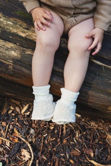 The Little Tailor Plush Lined Sherpa Fleece Borg Baby Booties