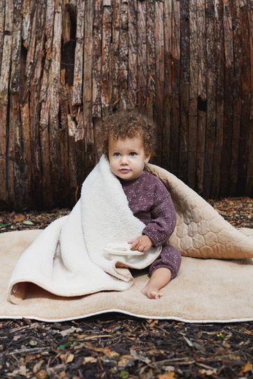 The Little Tailor Quilted Reversible Sherpa Fleece Lined Borg Baby Blanket