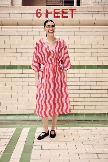 Cath Kidston Pink/Red Swirl Print Kaftan Dress