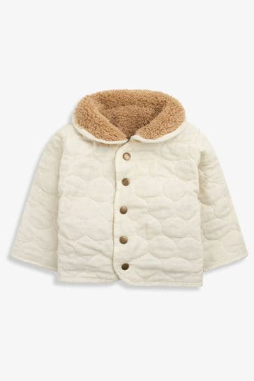 The Little Tailor Baby Natural Quilted Reversible Plush Lined Sherpa Fleece Jacket