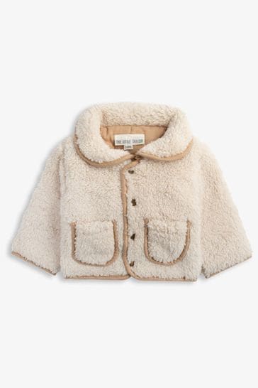 The Little Tailor Baby Natural Quilted Reversible Plush Lined Sherpa Fleece Jacket